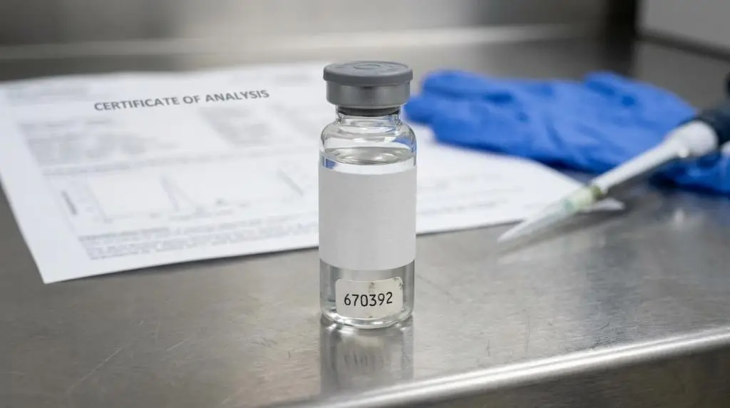 Laboratory vial documentation checks before researchers Buy BPC-157 Peptide